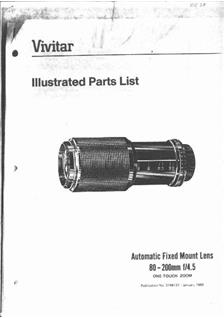 Vivitar 80-200/4.5 manual. Camera Instructions.